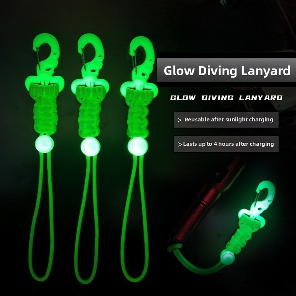 Diving Lanyard with Glow Feature for Camera Housing For Flashlight Mounting