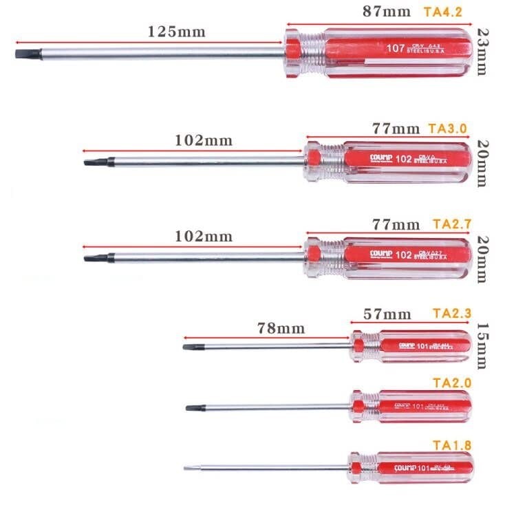 6pcs Triangle Screwdriver Set, Magnetic Bits 1.8mm Red