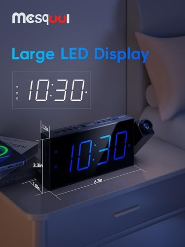 Digital Projection Alarm Clocks with Projection Blue Digits; Blue Projection