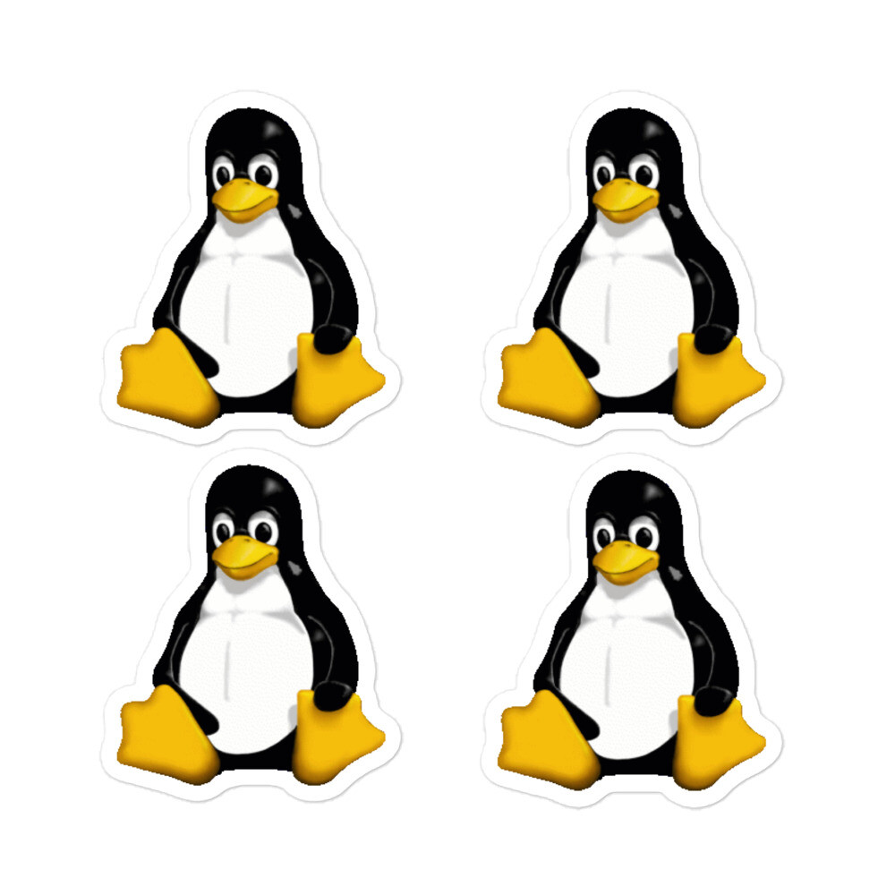 Linux Tux Penguin Sticker 4 Pack, Linux Stickers, Penguin Sticker