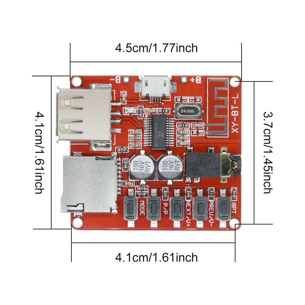 Bluetooth 4.1 Audio Decoder MP3 Player Board 3.7-5V Micro USB TF SD Card Module