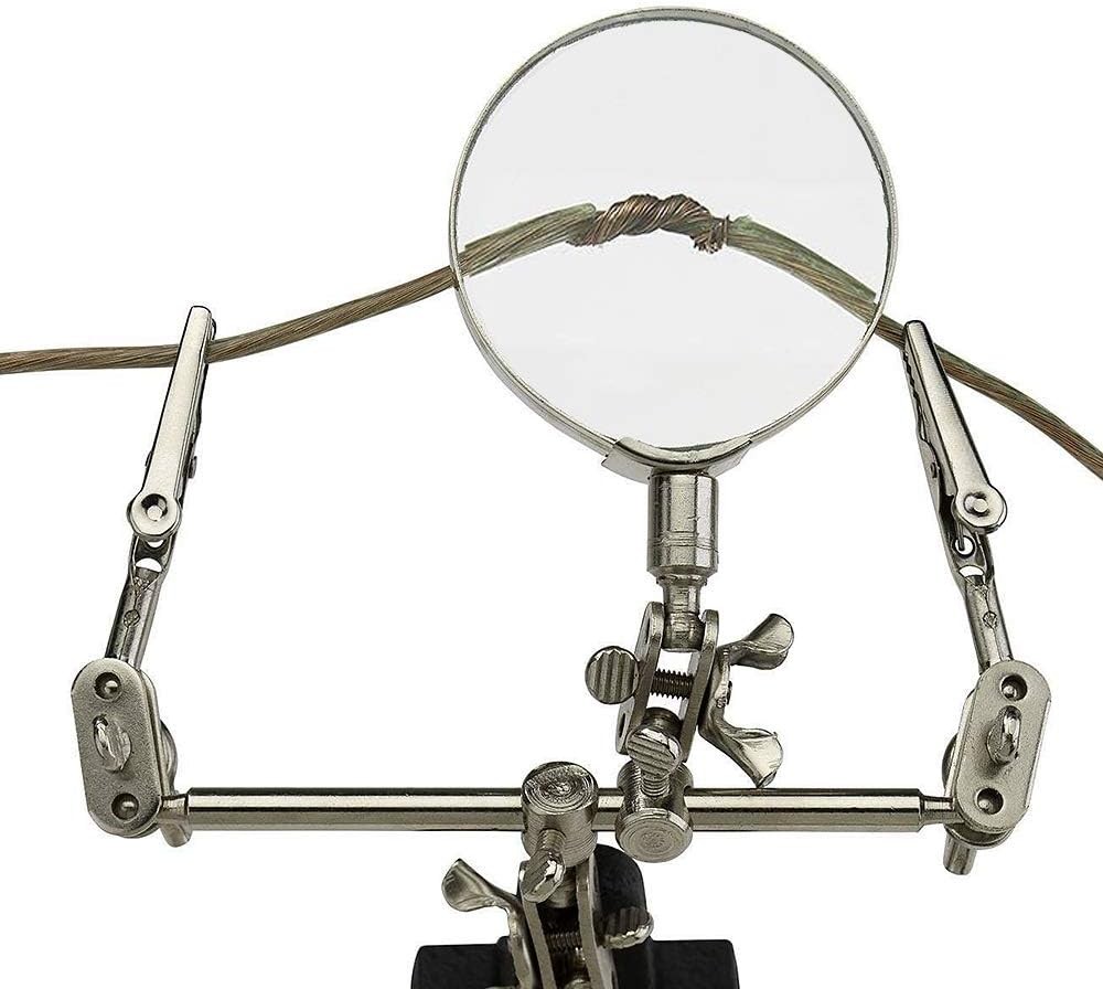 AORAEM Helping Hands Magnifier with Dual Adjustable Alligator Black, Silver