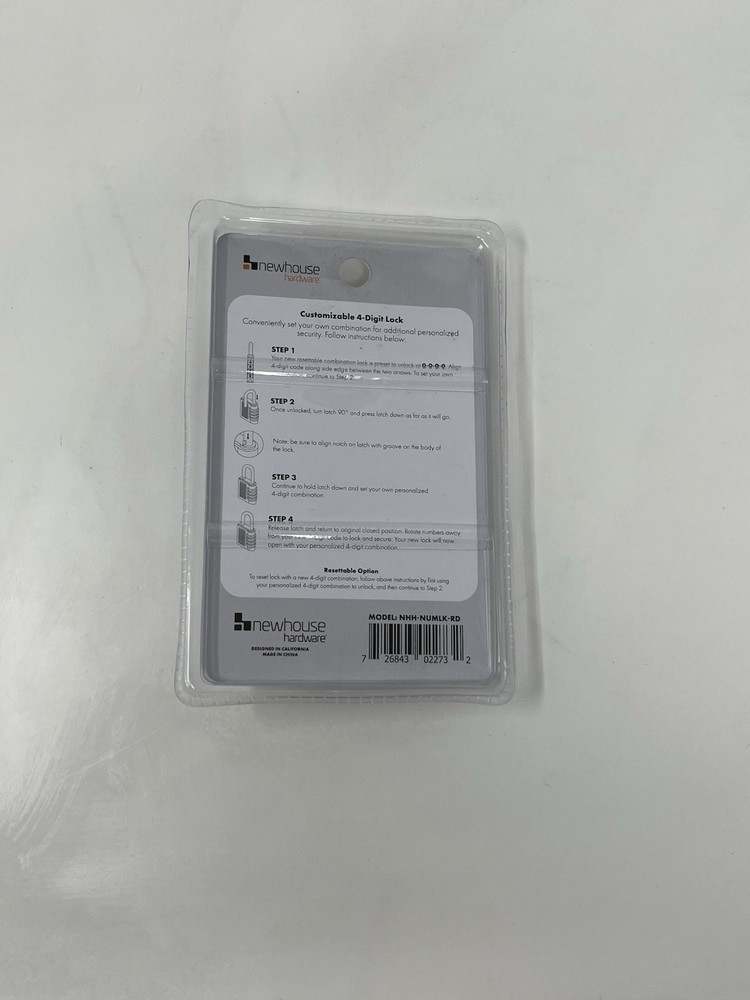 Newhouse Hardware Improved 4-Digit Combination Lock, Black