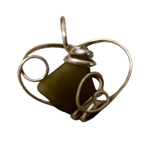 Sterling Silver Wire Wrapped Agate Heart Pendant