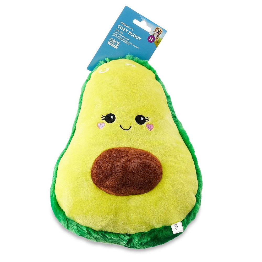 Vibrant Life Cozy Buddy Avocado Plush, Medium, Chew Level 3