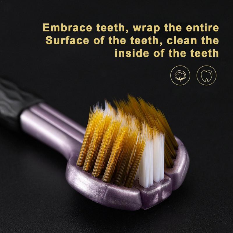 2 Pcs Three Sided Toothbrush 3 Sided Toothbrush For Adult Tri-Head Multi-Angle