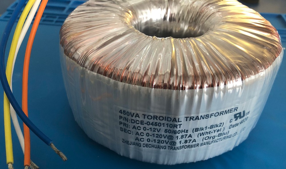 Toroidal Transformer , 450VA , Pri: 12V , Sec: 2x  (120V 1.87A)