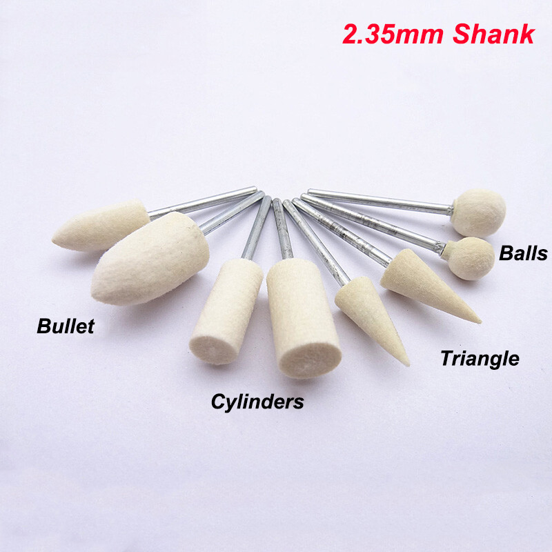 White Wool Polishing Wheel Buffing Drill Bits 3mm-12mm Rotary Tools 2.35mm Shank