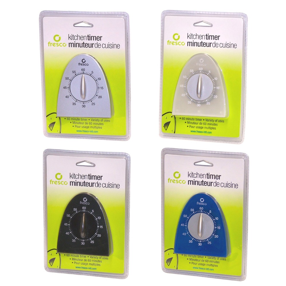 Fresco Alpha 60 Minute Kitchen Timer - Silver, Clear, Black or Blue
