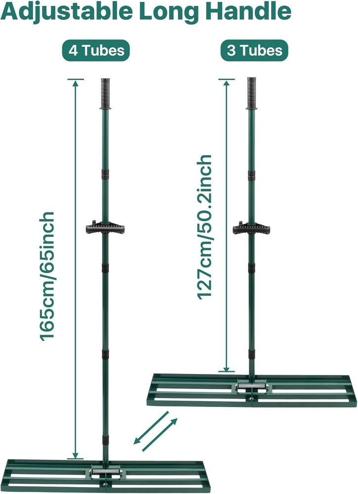 Lawn Leveling Rake 30x10'', Yard Leveling Rake for Soil with Adjustable Handle,