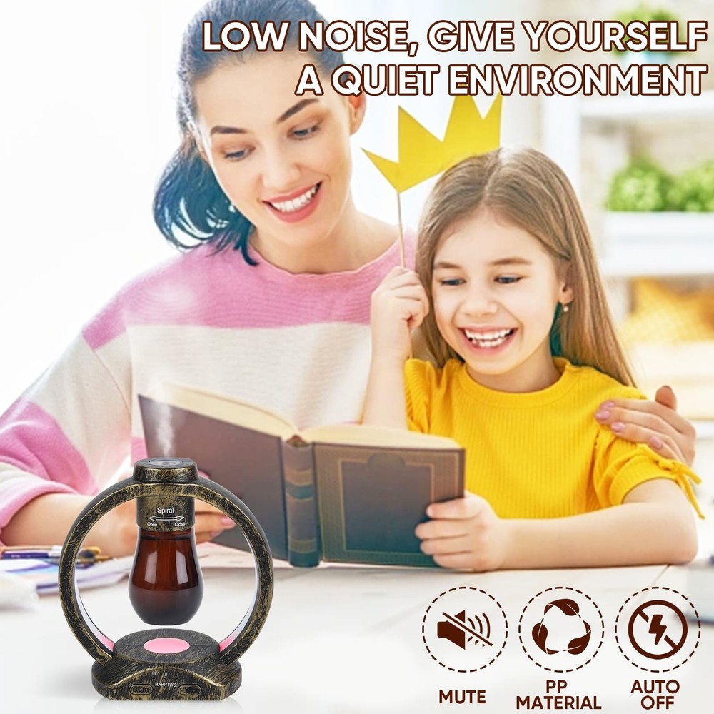HAPPTWS Essential Oil Diffuser Set- 3 Timer Settings Copper Color