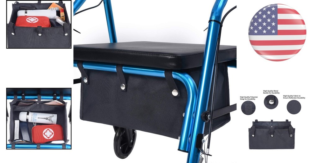 Spacious Oxford Fabric Walker Bag for Rollator - Innovative Under Seat Storage