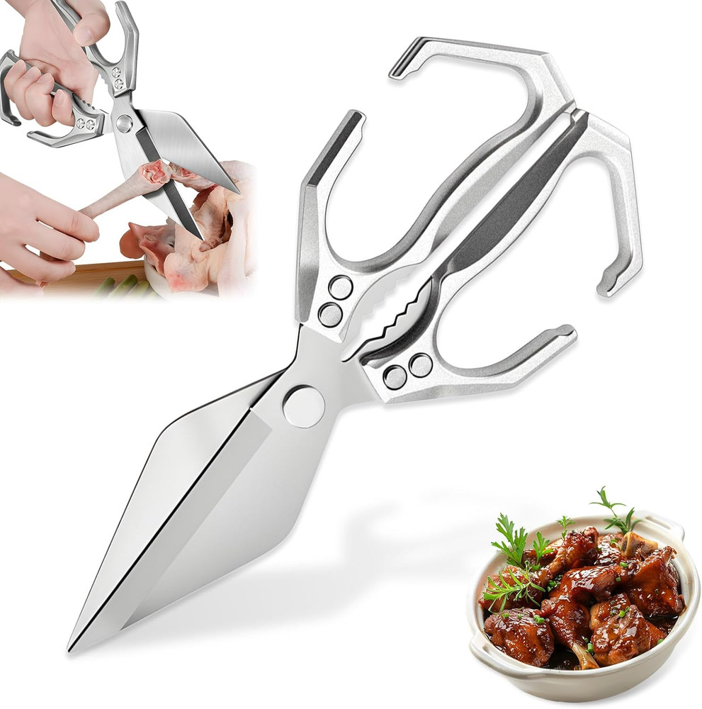 Multifunctional Heavy-Duty Kitchen Shears,oultry Scissors,Stainless Silver