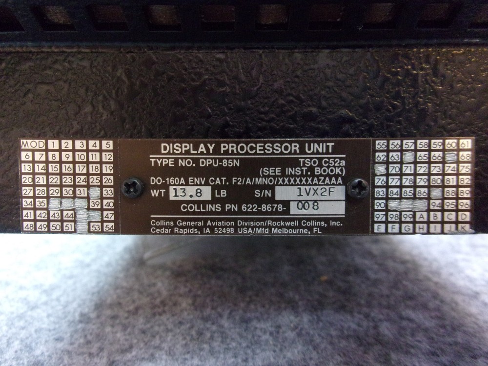 Collins DPU-85N Display Processor Unit P/N 622-8678-008