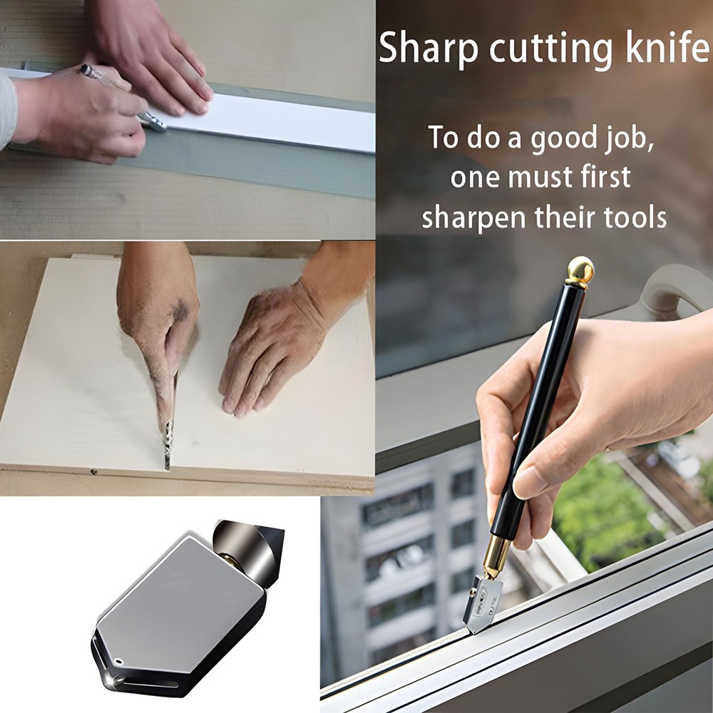 Glass Cutting Tool Kit with Oil Feed Carbide Tip Cutter Ruler Case