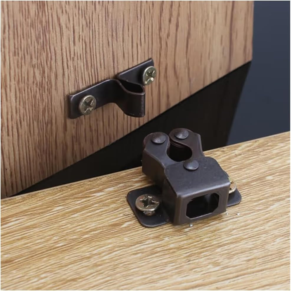 6 Pack Cabinet Latch - Double Roller Catch Hardware for Cupboard Closet Kitchen