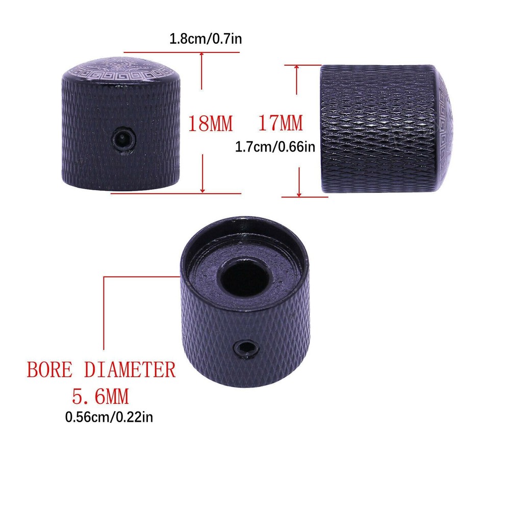3Pack Metal Electric Guitar Volume Tone Control Dome Knobs Potentiometer Caps f