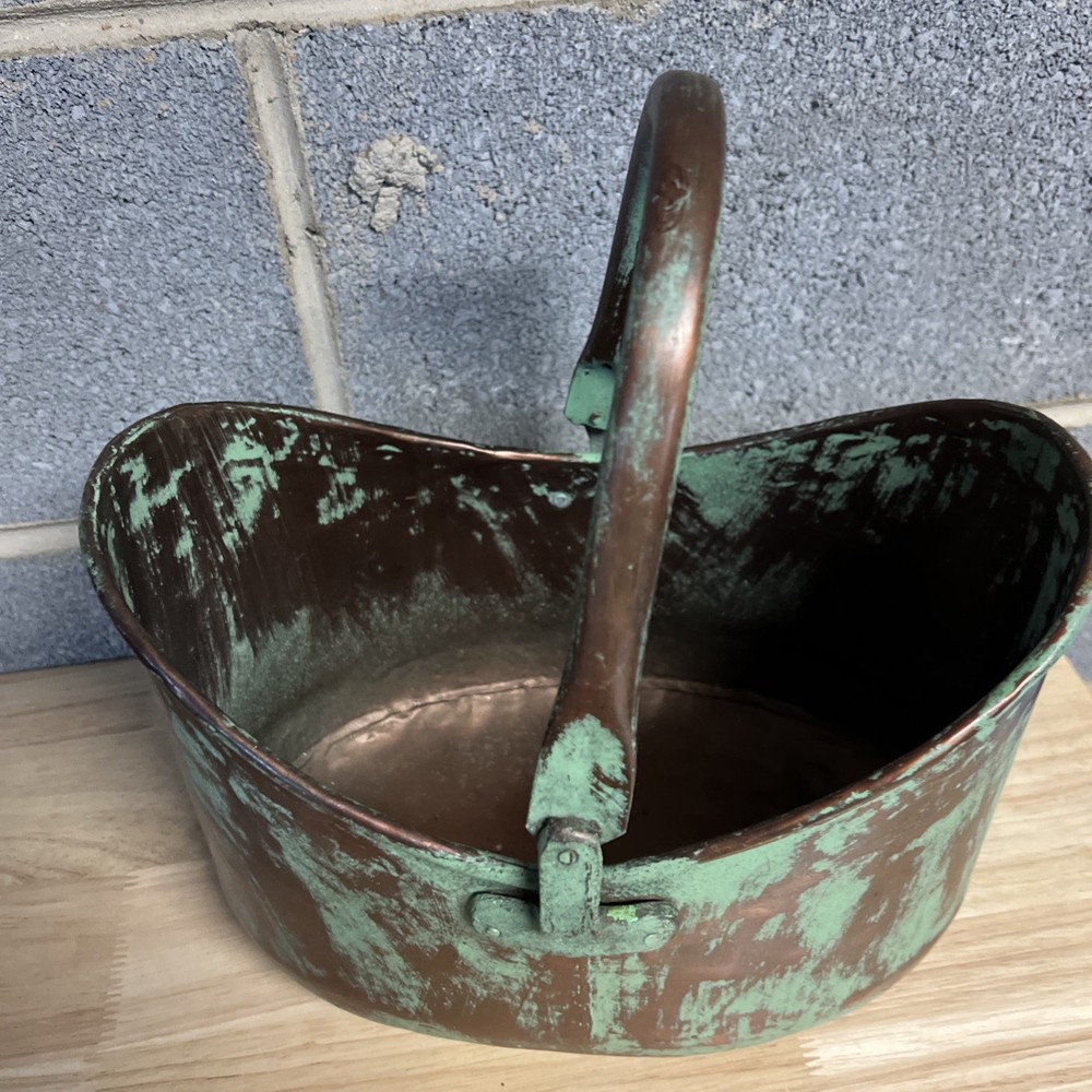 Solid Brass Small Bucket Basket Oval Flower Planter