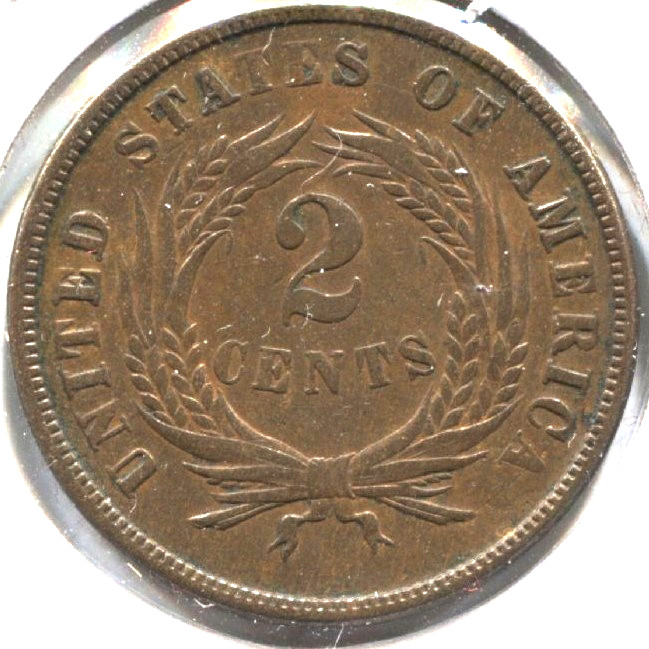 choice XF+ 1871/1 two cent piece