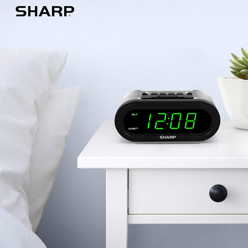 SHARP Digital Alarm with Accuset - Automatic Smart Clock, Never Needs Setting -