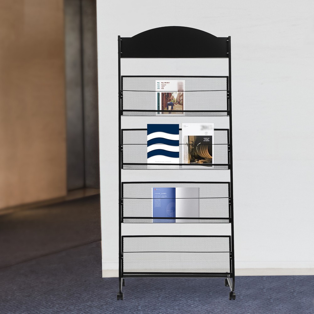 4-Layer Floor Standing Magazine Rack Suitable for Display Brochures or Documents