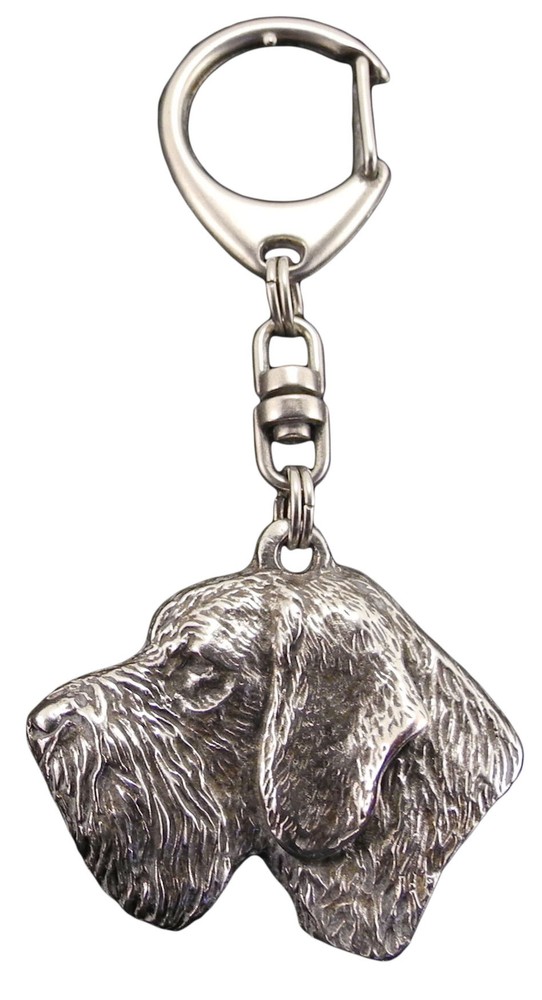German Wirehaired Pointer - Silver-plated key ring with dog, handbag decoration,