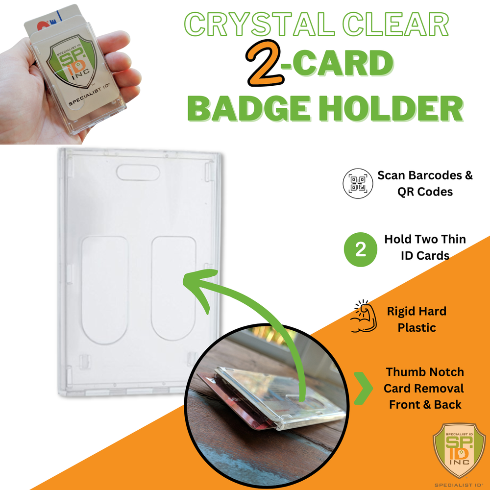 Clear Vertical Multiple Badge Holder - Top Loading Two Cards - by Specialist ID