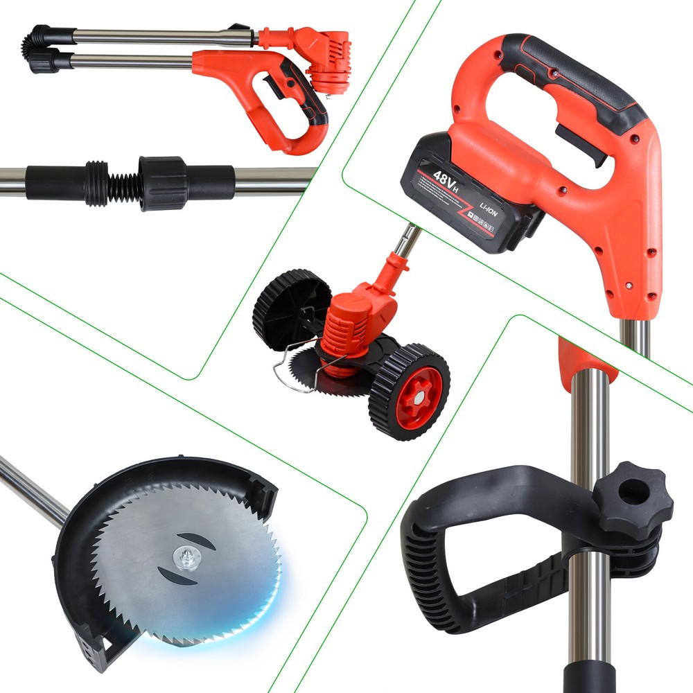 Electric Cordless Grass String Trimmer Lawn Edger Weed Wacker Cutter + 2 Battery