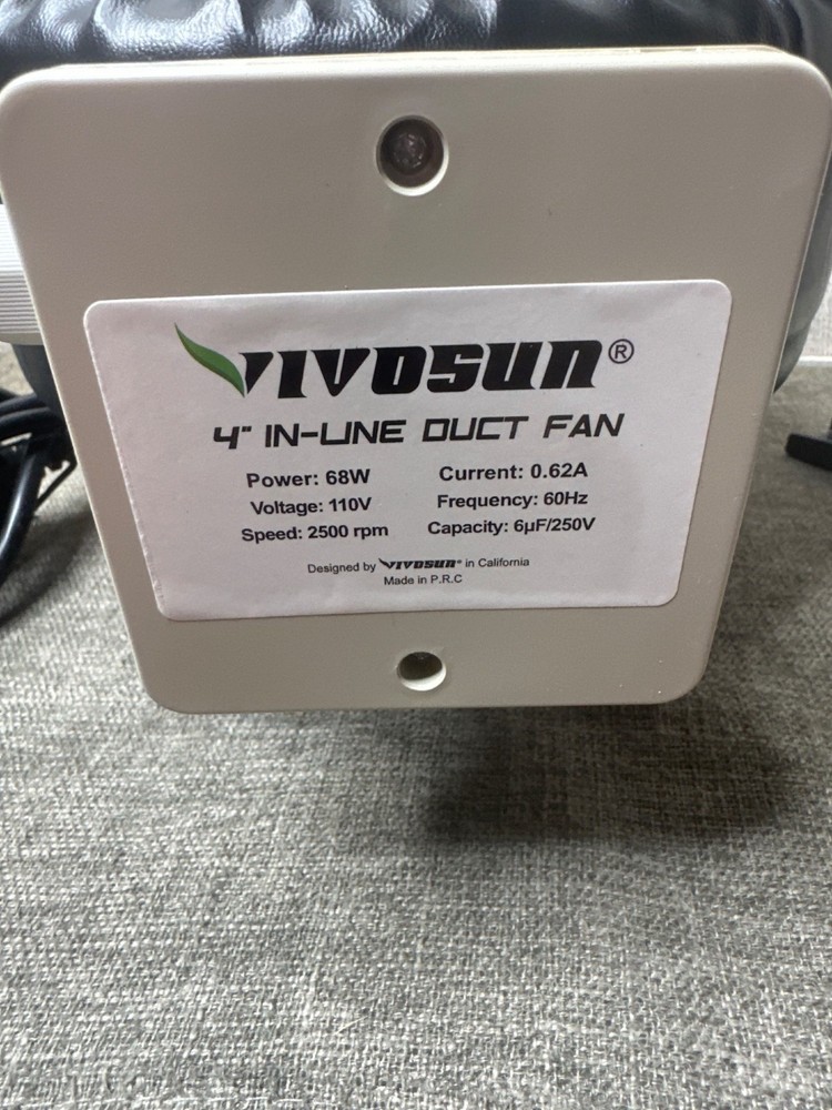 VIVOSUN Z4 4in 203CFM Inline Duct Ventilation Fan w/ Variable Speed Controller