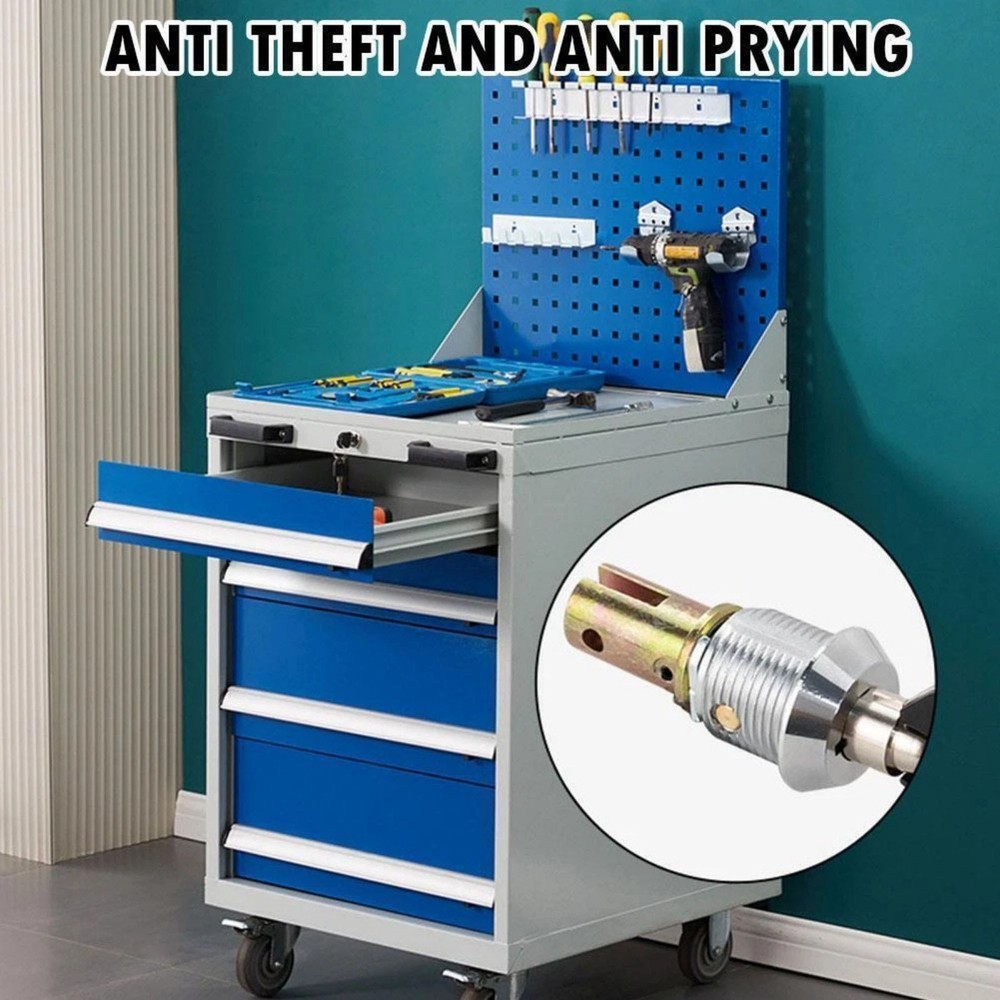 Tool Box Lock with Keys Replacement Cylinder For Tool Storage Cabinets Drawers