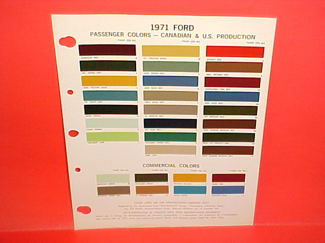 1971 FORD MUSTANG THUNDERBIRD METEOR MONARCH LINCOLN MERCURY CANADA PAINT CHIPS