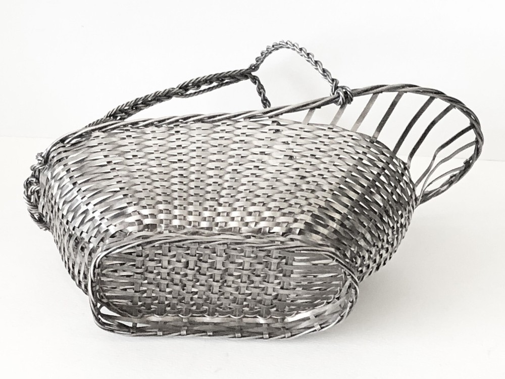 VTG ELEGANT SILVER MESH WEAVE TABLE WINE BOTTLE CADDY HOLDER DINING ENTERTAINING