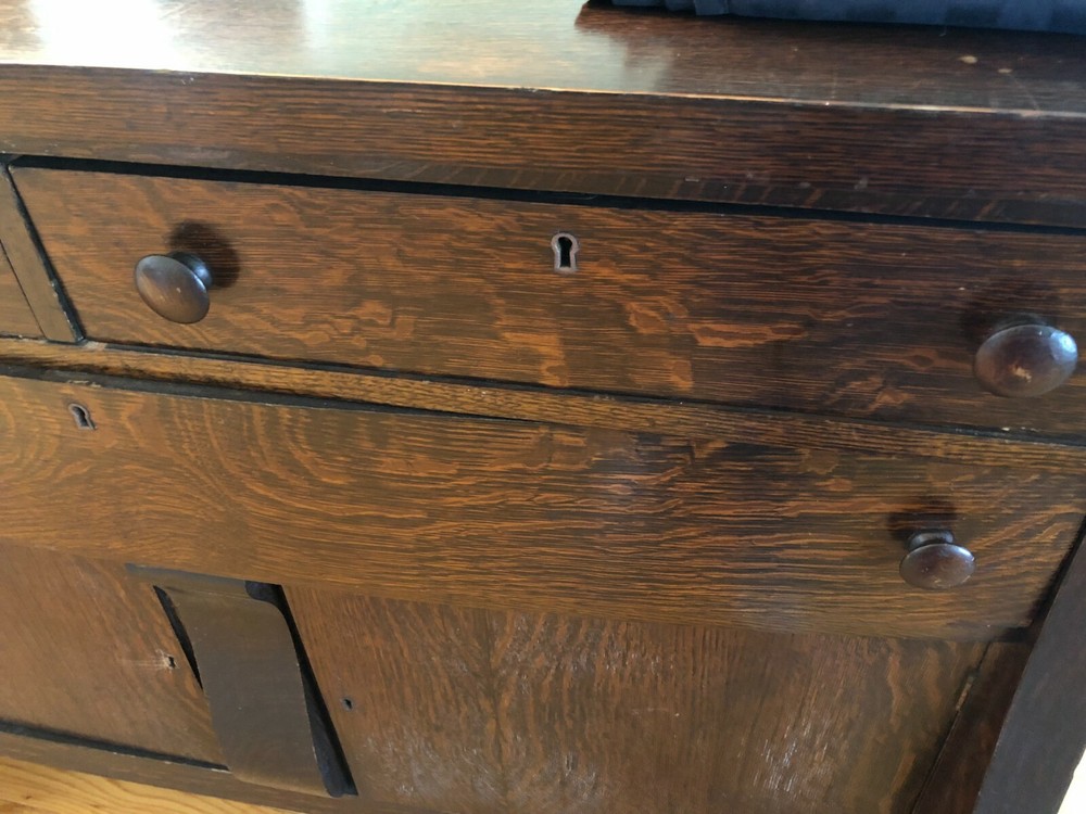 Antique Vintage 1900's OAK BUFFET MIRRORED SIDEBOARD