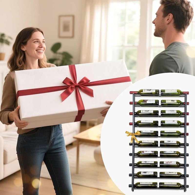 Wall Mounted Wine Rack Durable Storage 20 Bottles Modern Design Easy Install New