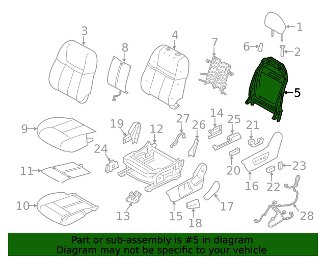 Genuine Nissan Seat Back Frame 87154-7FB0A