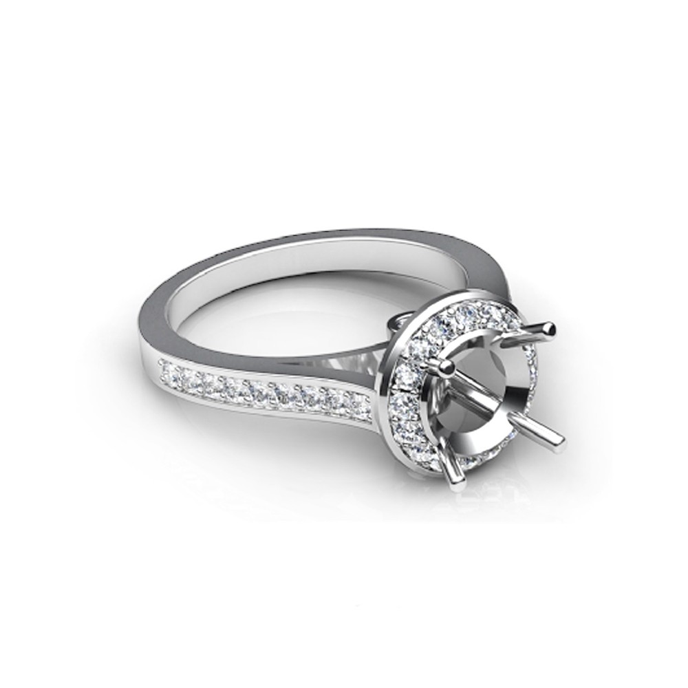 925 Sterling Silver Semi Mount Ring Setting Round 10mm Blank Engagement Ring