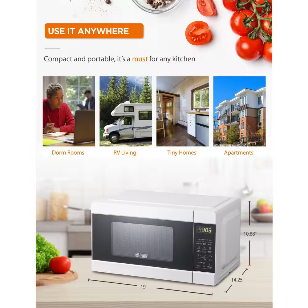 0.9 Cu. Ft. Counter Top Microwave, White