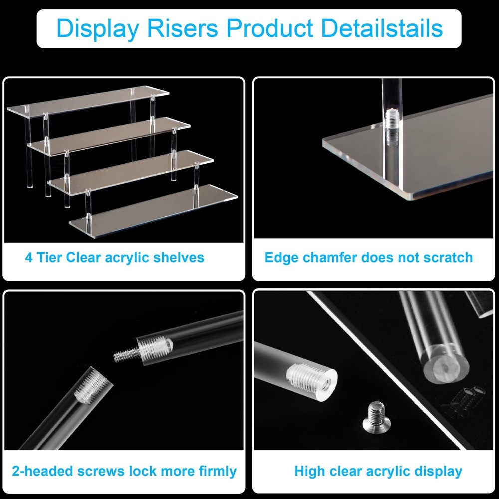 4 Tier Acrylic Perfume Organizer Stand, Clear Display Risers for Perfume, Col...