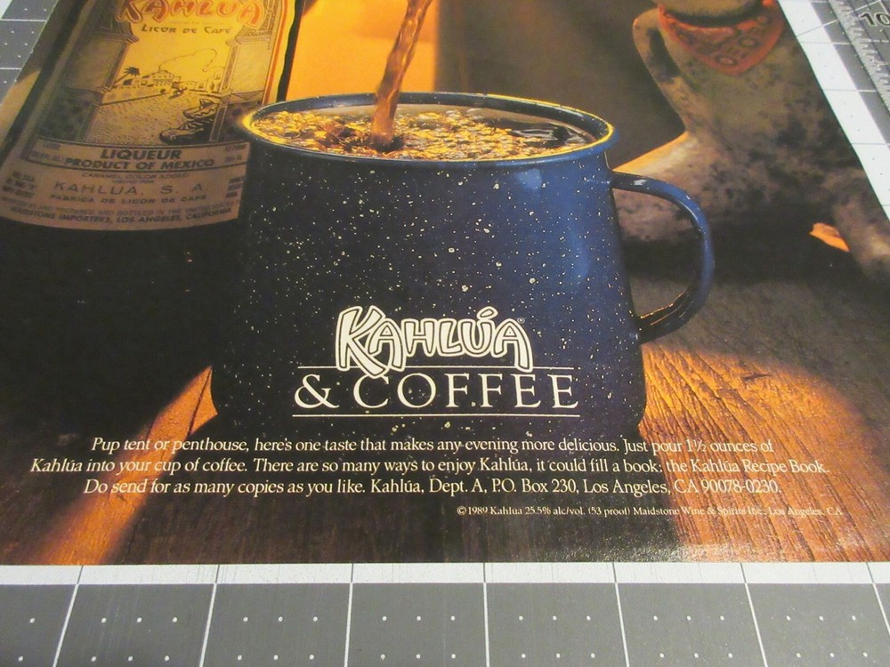 1990 Kahlua & Coffee PRINT AD Everything It Touches Turns Delicious