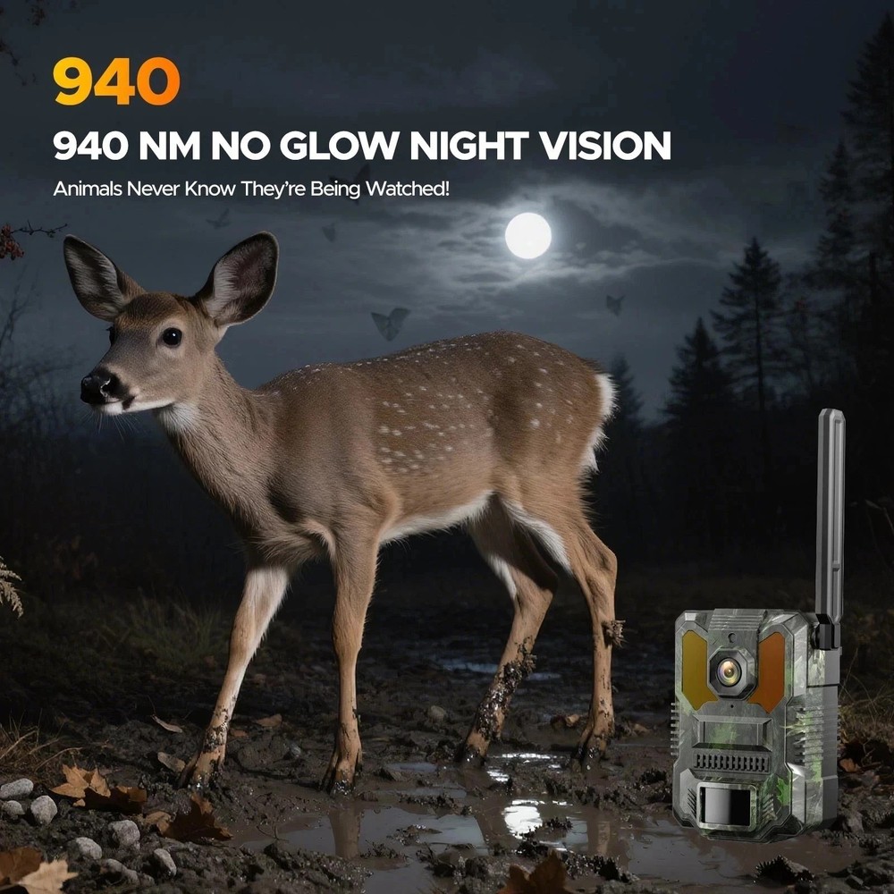 Solar Trail Camera 4G LTE Cellular Security Camera with SIM Card Live Streaming✅