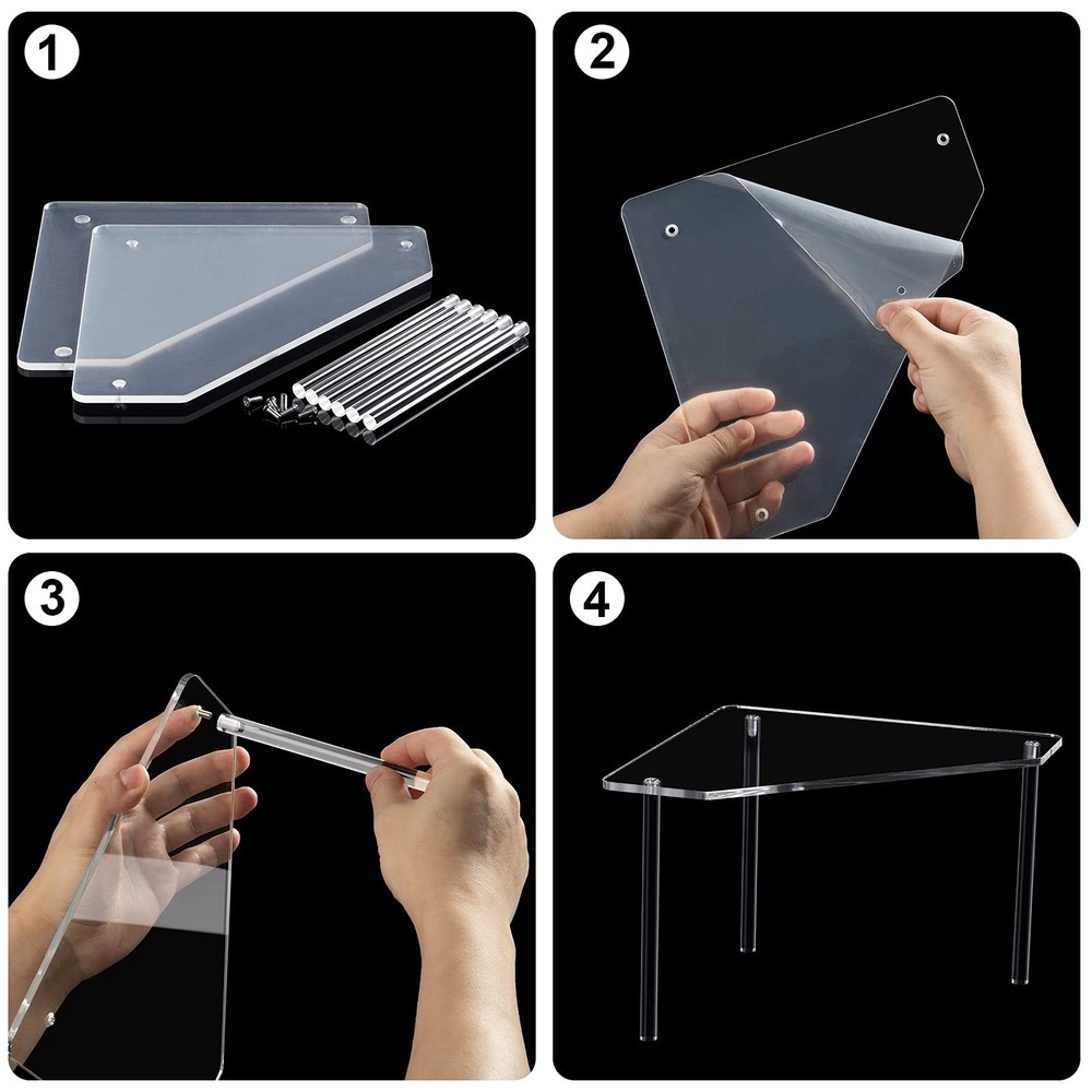 2 Tier Clear Acrylic Corner Organizer, Countertop, Stackable, Bathroom, Makeup