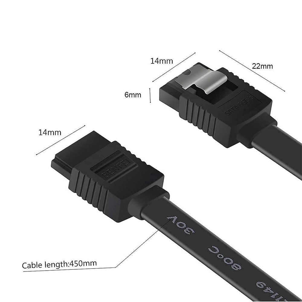 3-Pack 18-Inch SATA III Cable - 6 Gbps Data Transfer with Secure Locking Latch