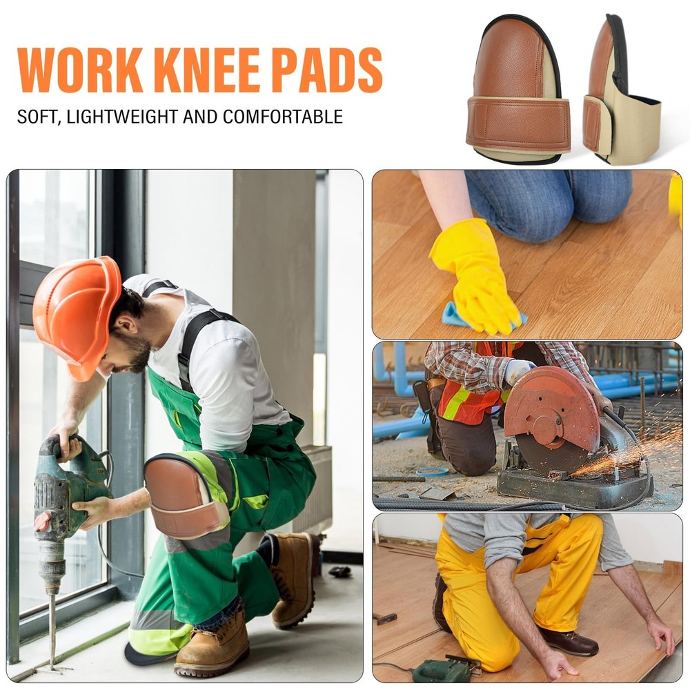 Safety Knee Pads for Work Super Soft Leather Knee Protector For Construction,...