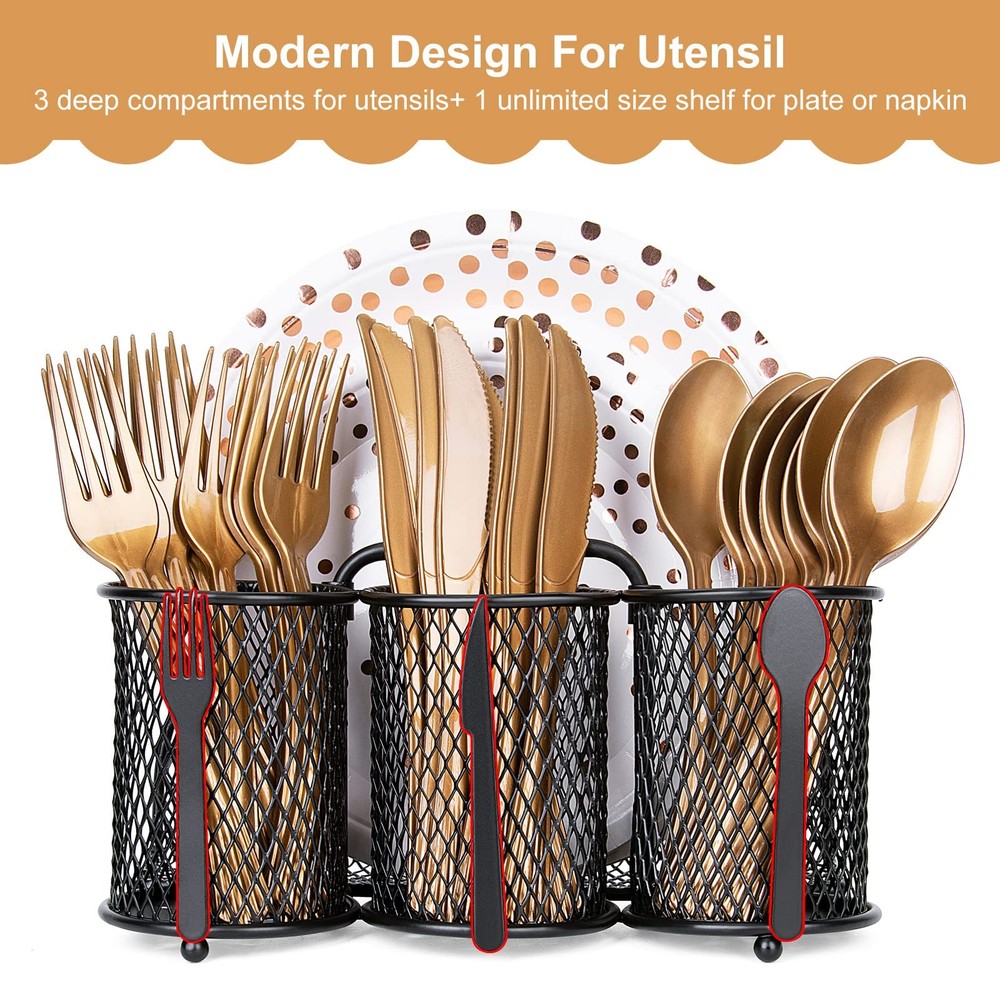 DTICON Utensil Organizer Silverware Caddy - Holder for Small, Black