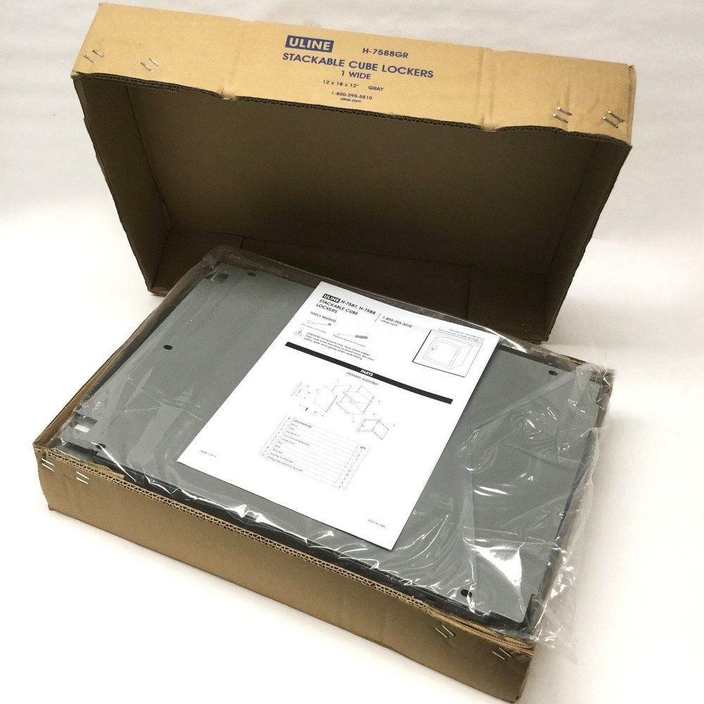 Uline H-7588GR Stackable Cube Locker Padlockable Storage, 12" x 18" x 12", Gray