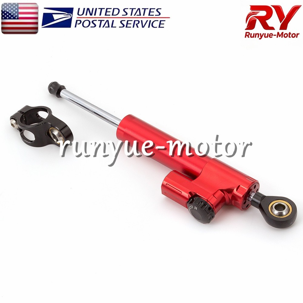 Red CNC Adjustable Steering Damper Stabilizer Linear Control Universal Aluminum