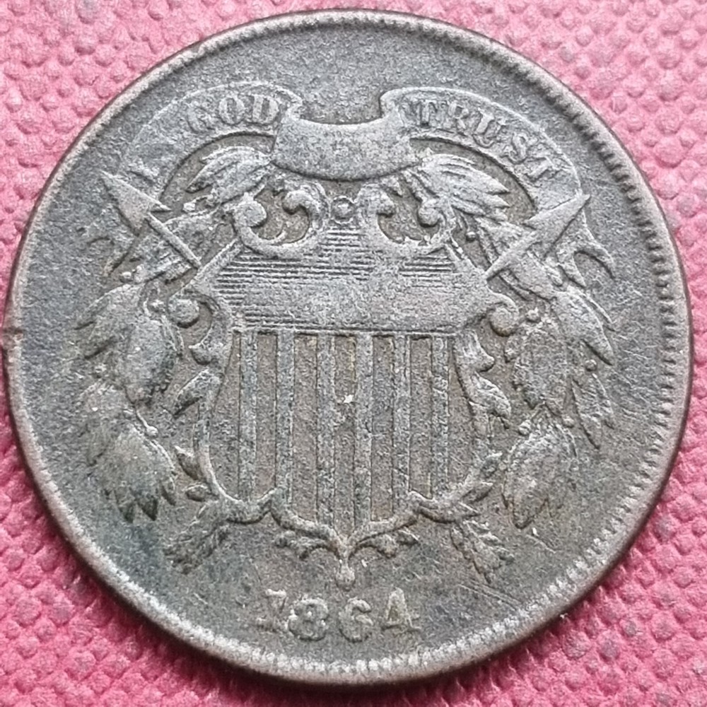 1864 Two Cent Piece 2c Better Grade VF Details #84384