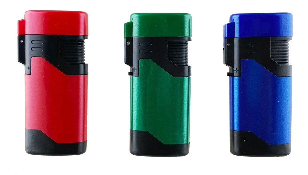 3 PACK Jet Torch Lighter Metallic Finish Adjustable Windproof Refillable