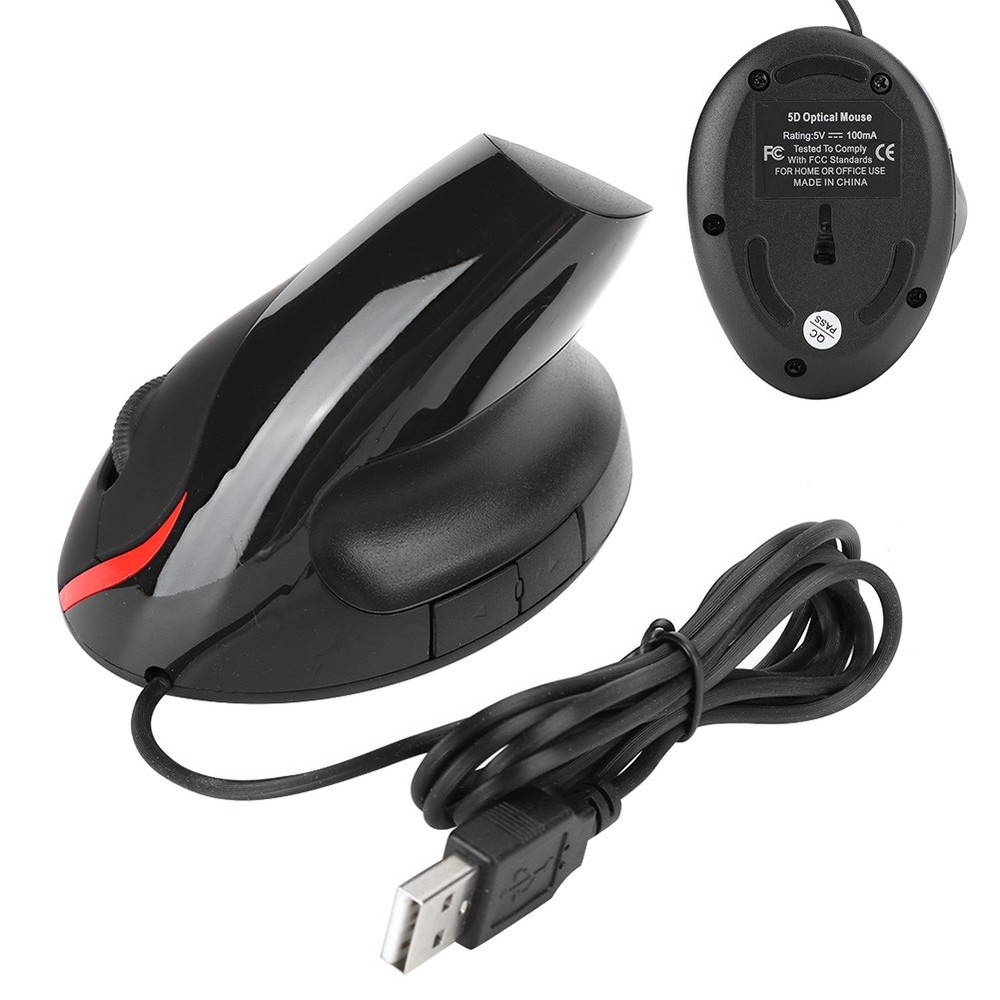 Optical Vertical Mouse Ergonomic Recharge USB Receiver ABS Office Wired Mouse J↑