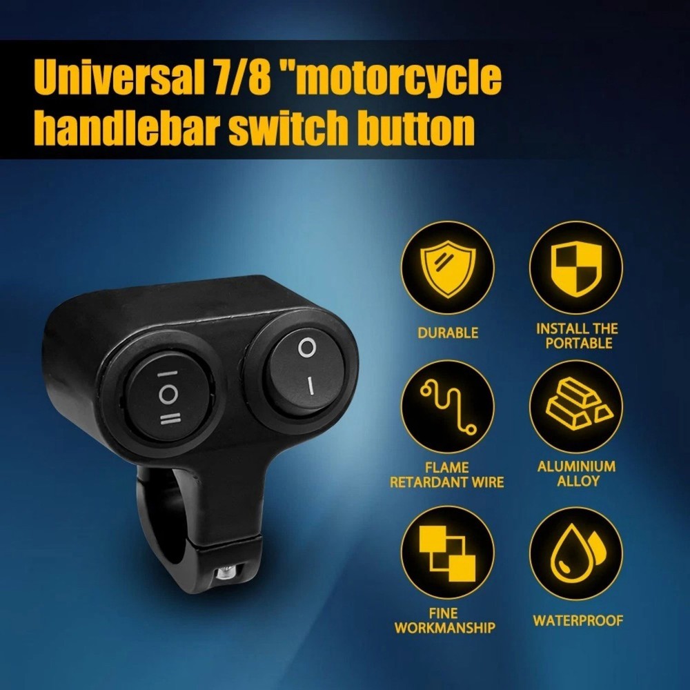 Motorcycle Handlebar 7/8" Dual Button On Off Switch For Headlight Fog Light New